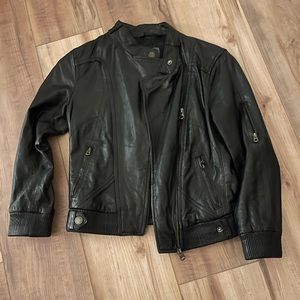 Armani Exchange AX Black Leather Jacket